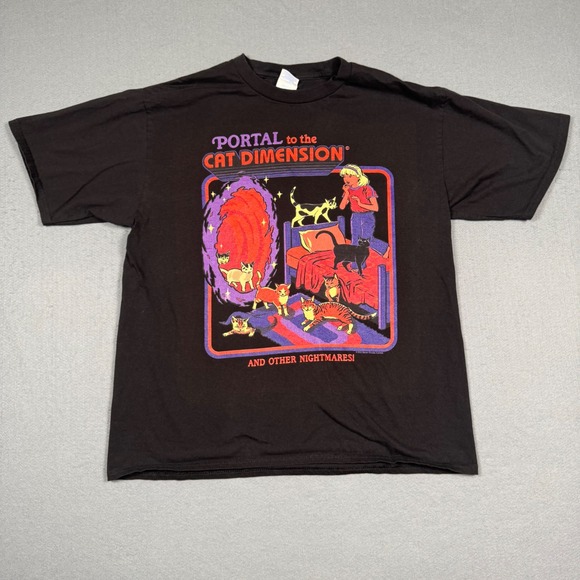 Port & Company Other - Port & Company Portal to the Cat Dimension T-Shirt Mens Large Black Graphic Tee
